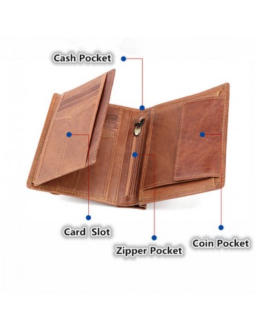 Men Genuine Leather RFID Anti-magnetic Vintage Outdoor Casual 20 Card Slots Wallet