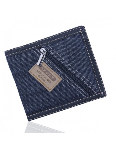 6 Card Holders Vintage Stitching Denim Coin Bag Casual Wallet For Men