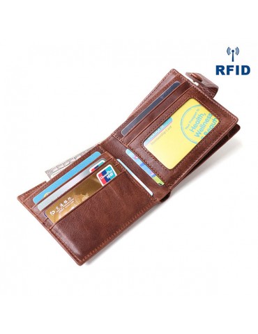 RFID Antimagnetic Genuine Leather 12 Card Slots Wallet Card Holder For Men