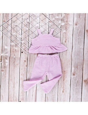 Pink Sleeveless Girl's Summer Set For 1-7 Years