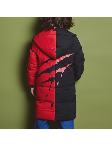 Mid-Long Girls Winter Coats Boys Patchwork Down Jacket For 4-15Y