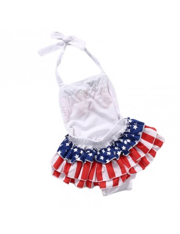 Cute Flag Pattern Backless Strap Baby Rompers For 0-24M