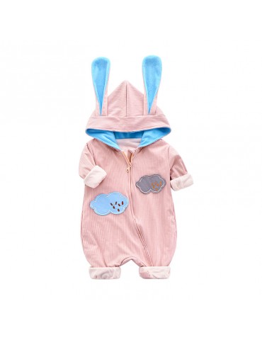 Cute Baby Hooded Zipper Jumpsuit For 0-24M