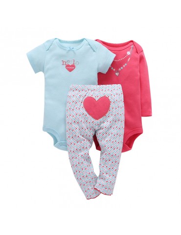 3Pcs/Set Comfy Cotton Unisex Baby Romper Clothing Sets For 0-24M