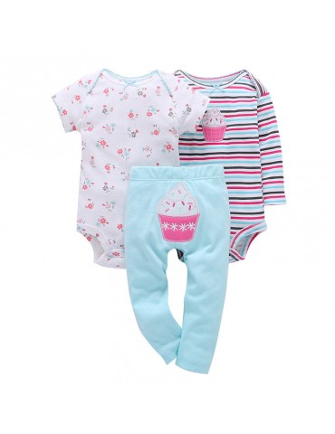 3Pcs/Set Comfy Cotton Unisex Baby Romper Clothing Sets For 0-24M