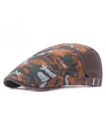 Men Camouflage Graffiti Cotton Beret Cap Adjustable Travel Sunscreen Hat