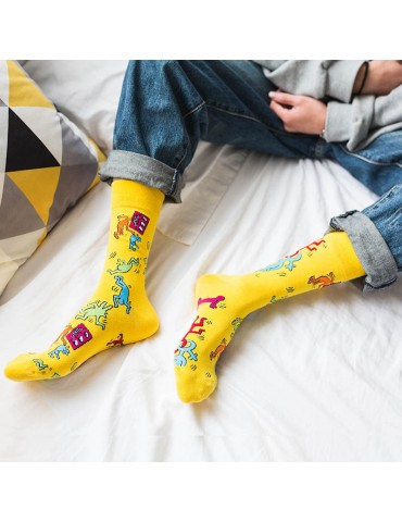 Unisex Couple Comfortable Soft Cotton Socks Vogue Casual Four Seasons Long Tube Socks