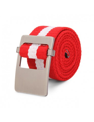 110cm Alloy Head Thick Weave Stripe Buckle Pants Strip Men's Canvas Belt