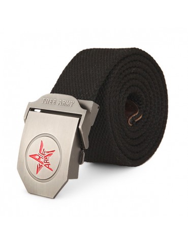 Fashion Male Canvas Belt Pentastar Thickening Alloy Buckle Pants Strip