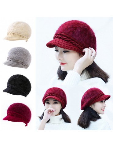 Womens Knitted Woolen Stripe Beret Cap Elegant Ladies Hats Fashionable Comfortable Caps