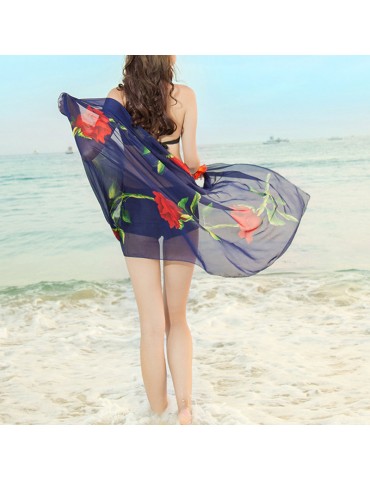 Women Chiffon Long Soft Scarf Casual Thin Shawl Multifunction Scarves Outdoor Beach Scarves