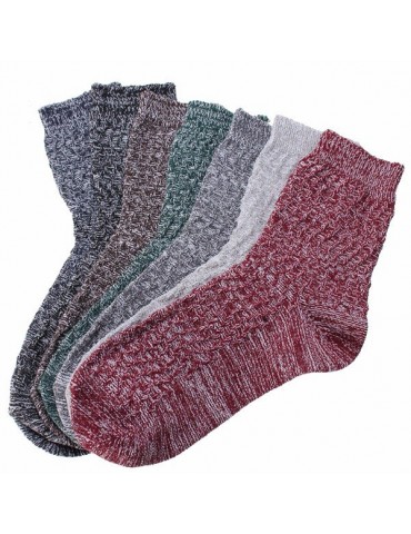 Women Retro Socks Winter Warm Foot Cotton Cord Knitted Mid-Calf Sock