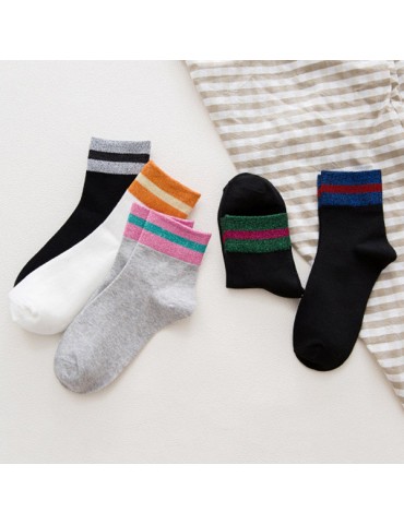 Womens Mens Cotton Pile Stocking Multicolor Patchwork Middle Tube Socks High Ankle Quality Socks