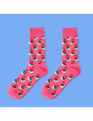 Men Women Hot Sale Fruit Print Middle Tube Socks Breathable Cotton Warm Socks